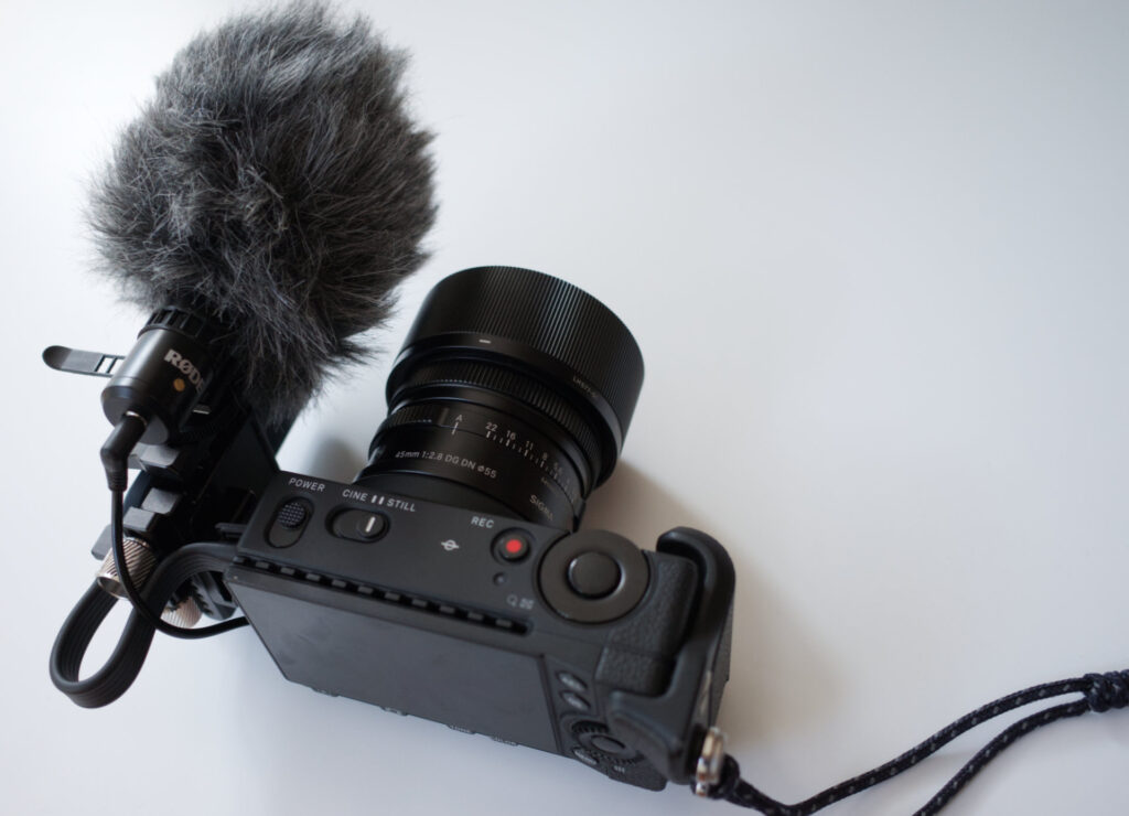 SIGMA fpにSmallRig SSDクランプ＆SanDisk SSD 2TBとRODE VideoMicroとの組み合わせ-後方側面構図２