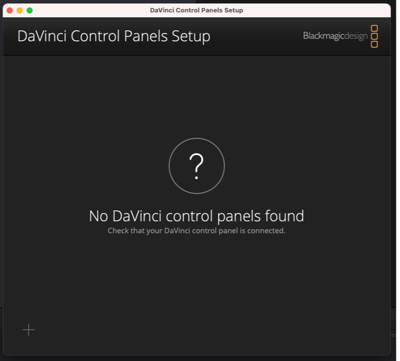 No DaVinci Control Panels found