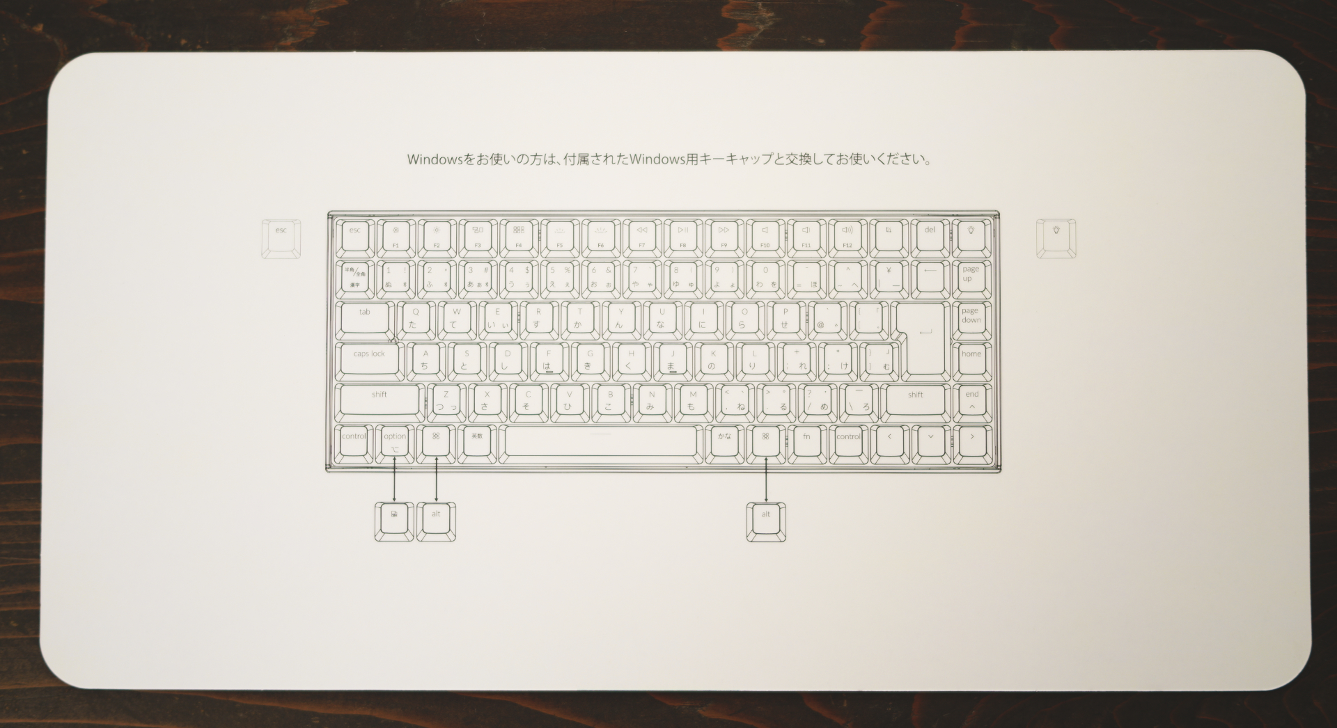 Keychron K2 日本語配列メカニカルキーボード Windows用キーキャップ変更表