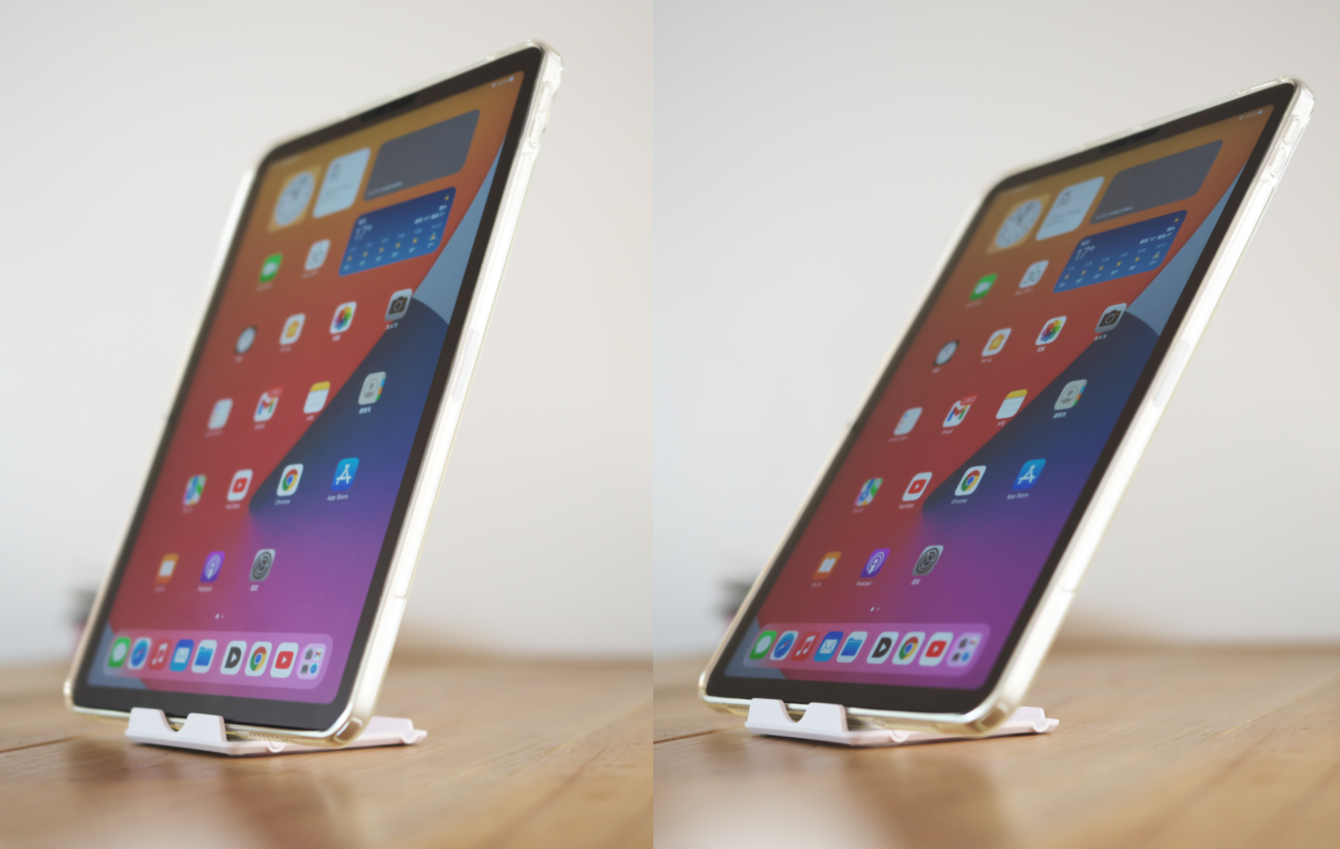 iPad用3Q forever スマホ・ タブレット用折りたたみ式設置例：角度による違い